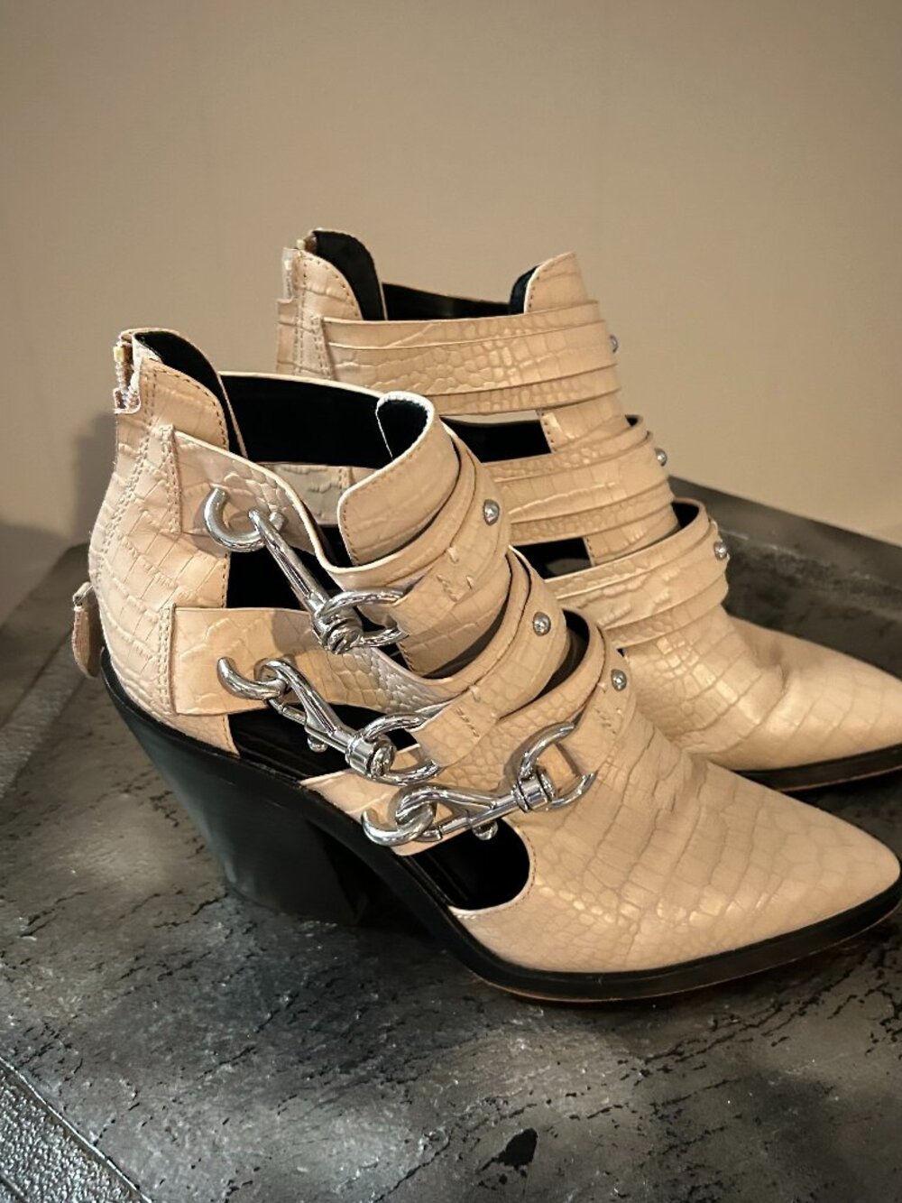 Size 8 Rebecca Minkoff leather shoe/boot with silver accents